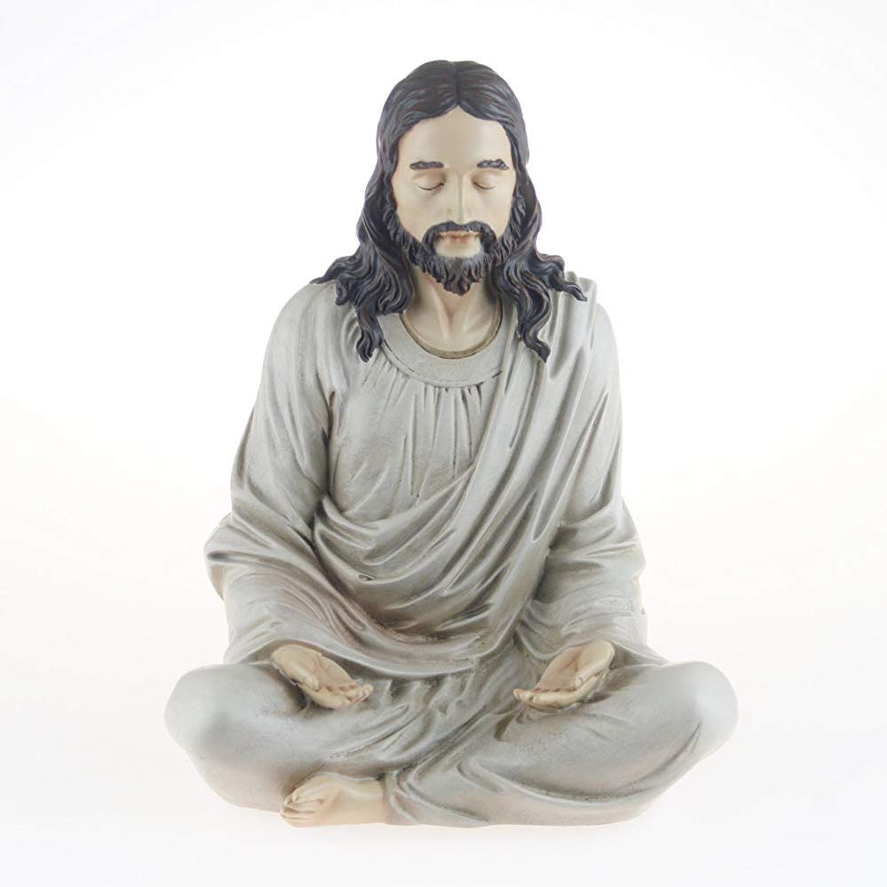 Jesus Christ meditates in lotus position, flower, power, hippie, yoga,  Buddhism, Christianity